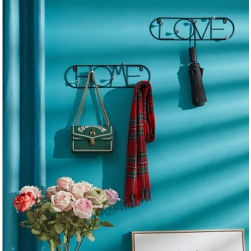Wall Hanging Hook Iron Wall Art Home Decoration Entrance Wall Mounted Hook Keys Clothes Coat Bags Hat Scarf Hanger Shelf Holder