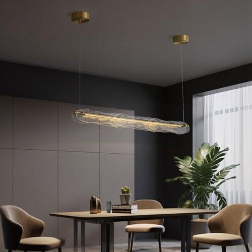New Modern Chandelier Lighting For Dining Room Glass Design LED Hanglamp Kitchen Island Rectangle Lighting Fixtures