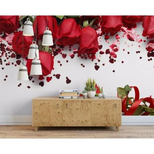 Beibehang wallpaper for walls 3 d Fashion advanced big mural big red rose 3D ring TV background wall papel de parede wall paper