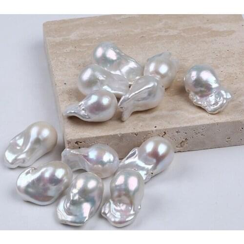 Wholesale Natural White Freshwater 16-18mm Large Size Baroque Flameball Fireball Loose Pearls Jewelry