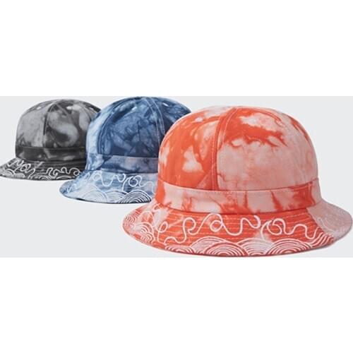 Unisex Gradient Tie-Dye Bucket Hat Stripes Print Sunscreen Round Fisherman Cap 28GD