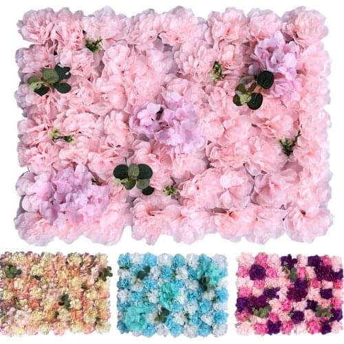 Romantic Customized 40*60CM Silk Rose Rose Artificial Flower Wall Panel Wedding Backdrop Decor Party Window Display