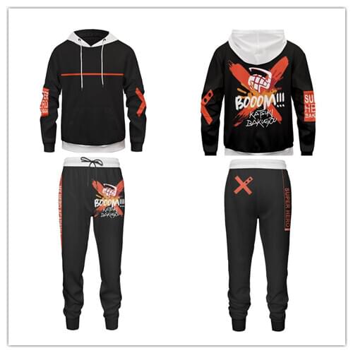 My Hero Academia Cosplay Tracksuit 2 Piece Set Adult Top Shorts Pants Hooded Sportswear Outcity