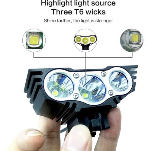 Bicycle Headlight With Lithium BatteryCombination Night Riding Equipment Accessories 18650 Waterproof 3* T6 LED Glare Flashlight