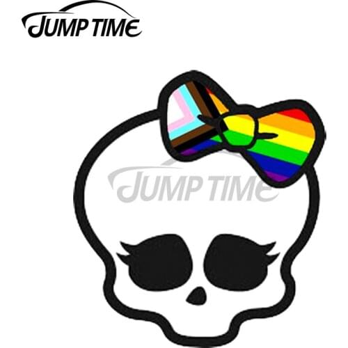 Jump Time 13 x 10.9cm For LGBT Gay Pride Monster high Skull Car Sticker Motorcycle Creative Personality Waterproof Trunk Decal