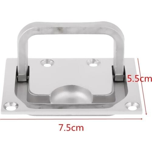 Marine Grade Stainless Steel Boat Hatch Latch Flush Mount Lift Pull Ring Handle Boat Pull - 75x55mm, Silver