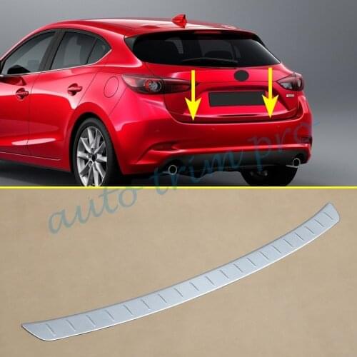 Stainless Steel Rear Gate Bumper Sill Protect Cover Trim Fit For Mazda 3 BM Hatchback 2017 2018 Stripes Accessories Decoration