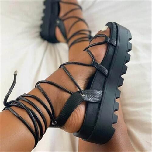 2021 New Women Sandal Summer Wedge Platform Roman Height Increasing Comfort Shoes Female Ankle Wrap Ladies Casual Footwear 35-43