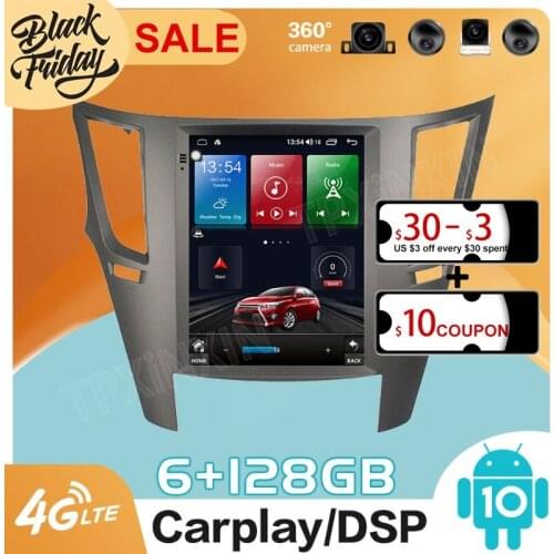 128GB Android 10 Tesla Style for Subaru Outback 4 BR Legacy 5 2009 2014 GPS Car Navigation Multimedia Video Player Stereo Radio