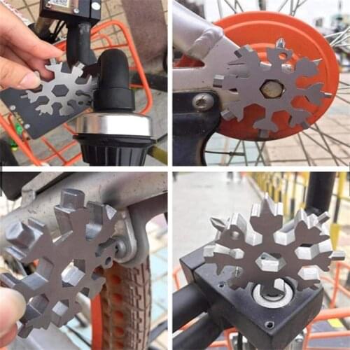 18 In 1 Snowflake Snow Wrench Tool Spanner Hex Wrench Multifunction Camping Outdoor Survive Tools Bottle Opener Screwdriver