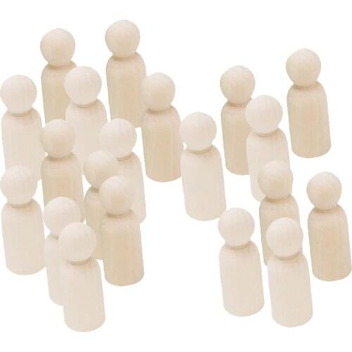 20 Piece Blank DIY Wood People Peg Dolls Girl Boys Bodies Shape, Wedding Cake