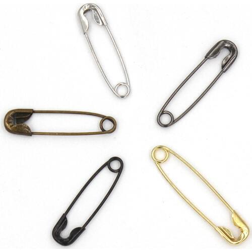 200 Pieces Safety Pins Findings Silver Golden Black Anti Copper 19mmx5mm Safety Pin DIY Jewelry Findings