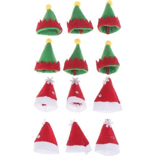 6pcs Lollipop Christmas Hat Small Mini Candy Santa Claus Cap Decoration Party