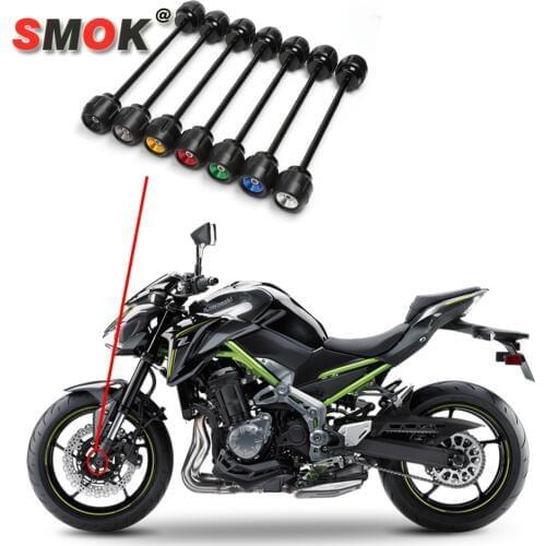 SMOK Motorcycle Accessories CNC Aluminum Alloy Front Axle Fork Crash Sliders Falling Protection For Kawasaki Z900 2017 2018