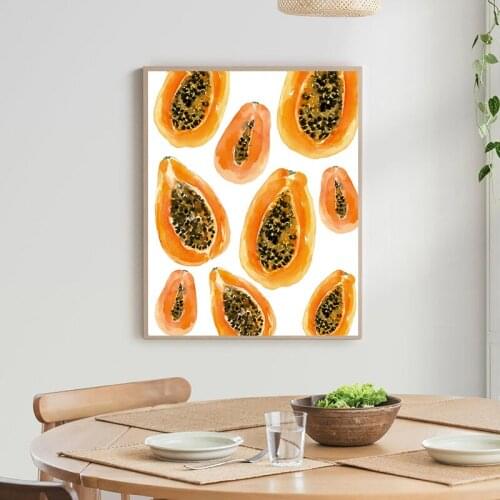 Watercolor Tropical Fruit Papaya Painting Art Canvas Prints Nordic Poster Kitchen Wall Decorative Pictures Dining Room Decor