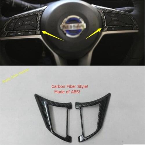 Lapetus ABS Auto Accessories Steering Wheel Button Cover Trim 2 Pcs For Nissan Qashqai J11 2017 - 2020 Matte / Carbon Fiber Look