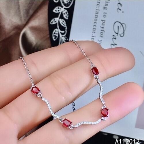 KJJEAXCMY fine jewelry S925 sterling silver inlaid natural ruby new Girls fashion hand Bracelet Support test Chinese style