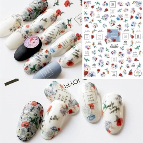 CA-166-173-322 FLOWER lavender 3d nail art stickers decal template diy nail tool decorations