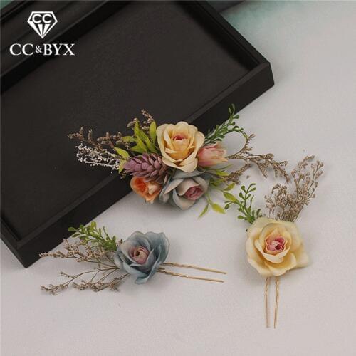 CC Weding Jewelry Hairgrips Hair Stick Combs 3Pcs Enagaement Bridal Accessories For Bridesmaids Beach Romantic Headdress 9484