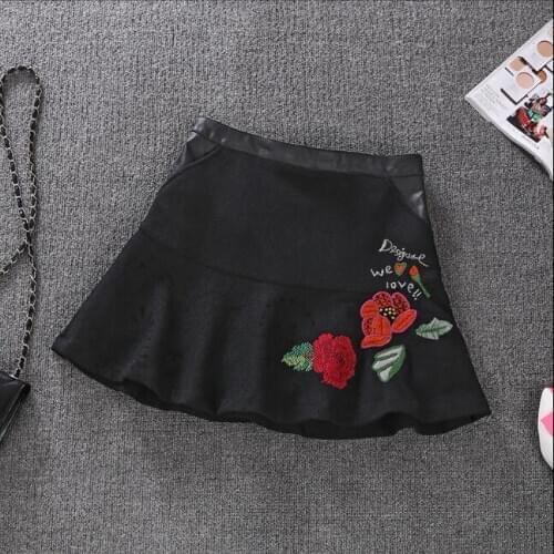 Desigual foreign trade Spanish high-end womens embroidered woolen skirt skirt skirt fashion print personality
