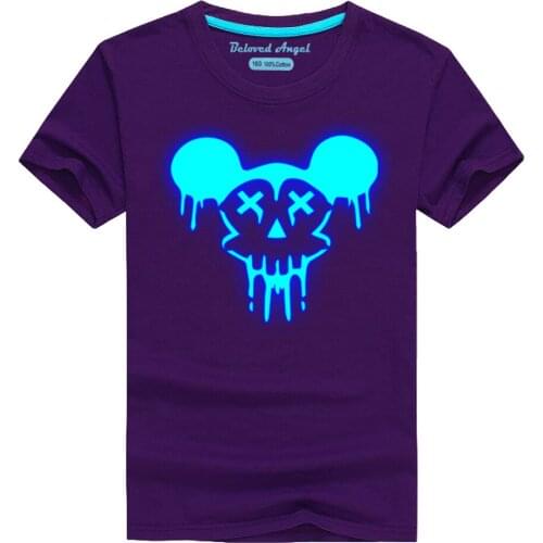 2020 Girls Tops Kids Funny Luminous Short Sleeve T-shirts Children Fashion T-shirt Boy Glow In Dark Tee Boys Christmas Shirt