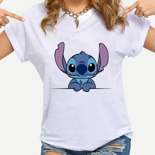 Stitch Shirt Disney Home Clothes for Women T-Shirts for Girls French Fashion Personalized Summer Casual Cute 2021 Drop Shipping