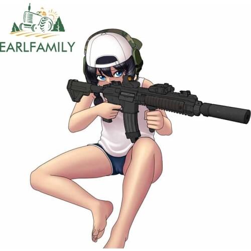 EARLFAMILY 13cm x 12.8cm For Militarized Girls Fine Car Sticker Air Conditioner Creative Decal Creative Trunk Car Assessoires