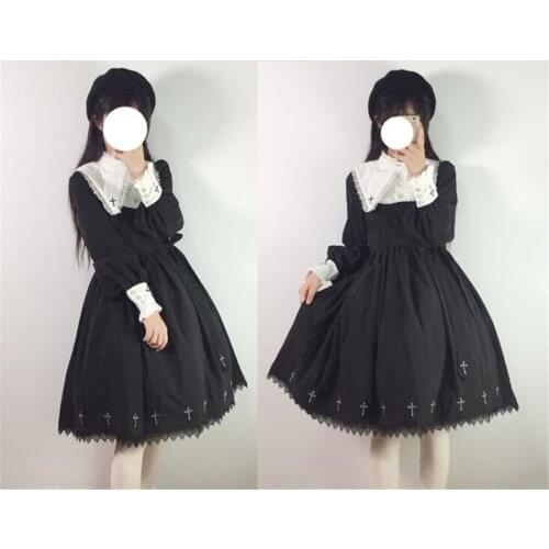 Gothic Lolita Dress Harajuku Cross Cosplay Dress Japanese Style Dress Cute Girl Streetwear D375