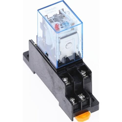 HH52P MY2NJ Relay Coil General DPDT Micro Mini Electromagnetic Relay Switch with Socket Base AC 110V 220V DC 12V 24V