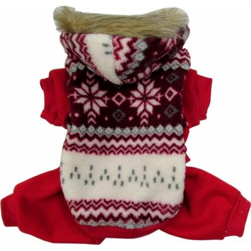 Red Four Legs snowflake Style Pet dogs winter Coat Free Shiping By CPAM Dogs Clothing