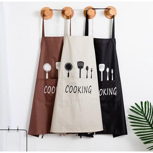 Kitchen Waterproof Apron Adjustable Women Men Bib Polyester Printed Apron Home Cooking Cleaning Apron Kitchen Accessories