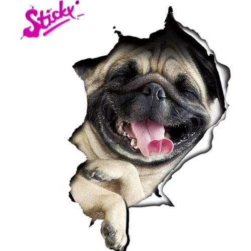 STICKY Funny Cute Laughing Dog 3D Personalized Car Sticker Decal Decor Cover Scratches Waterproof Motorcycle Off-road Aptop PVC