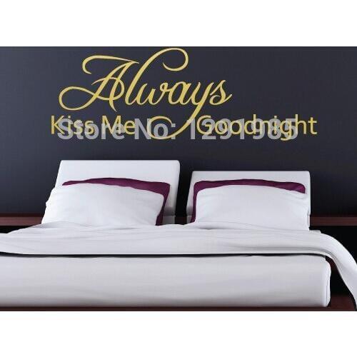 Fashion "always kiss me" Wall Quote Removable PVC Wall Sticker Home Decor Decals DIY wedding decoration Poster