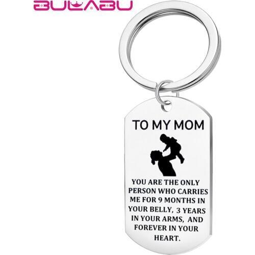 Mothers Day Fashion Sliver Pendant Necklace Jewelry To My Mom Lettering Necklace Women Keychain llavero para mujer collar mujer