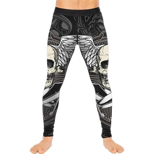Skull Wing Men’s Compression Sports Tights Pants Warm Cool Baselayer Running Leggings Yoga