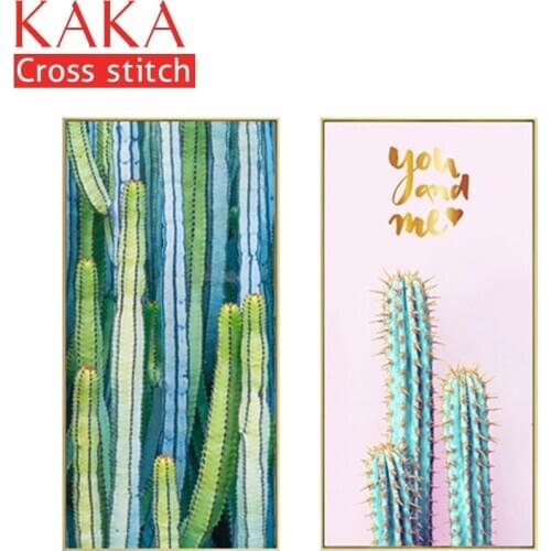 KAKA Cross stitch kits Embroidery needlework sets with printed pattern,11CT canvas,Home Decor for garden House,5D Cactus