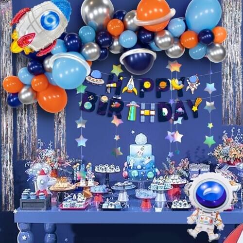 New Wandering Earth Astronaut Theme Birthday Party Rocket Balloon Decoration Aluminum Film Balloon Set 101