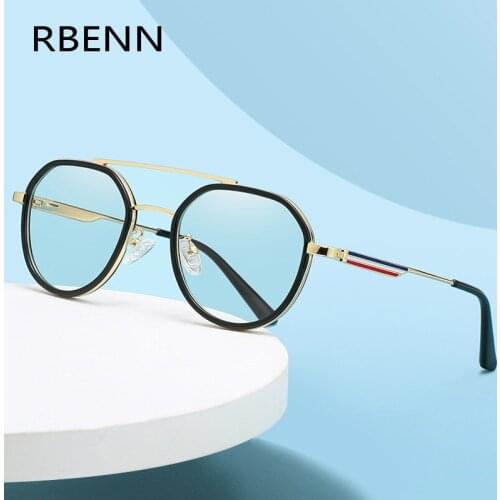 RBENN DESIGN New Round Anti Blue Light Reading Glasses Women Men Double Bridge Blue Light Blocking Computer Reader +0.5 0.75 2.5