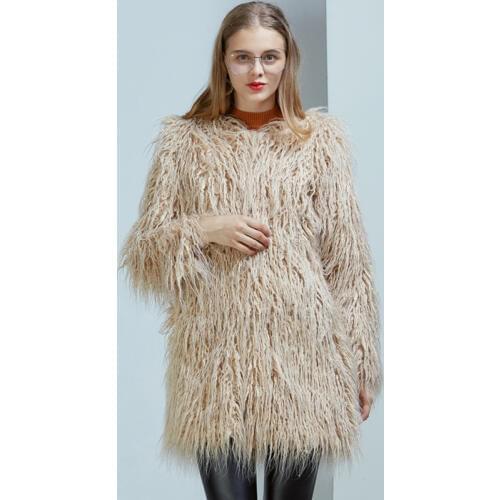 Savabien Winter Women Fluffy Faux Fur Coat Solid Long Sleeve Vintage Long Hairy Fur Jacket Plus Size Fake Fur Parka White Coats