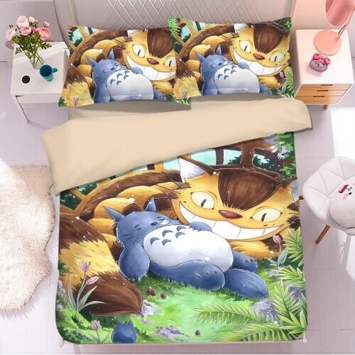 Popular 3D Anime Totoro Bedding Set Comforter Bedding Sets Bedclothes Bed Linen Cartoon bedding sets Cute Duvet Covers For Kids