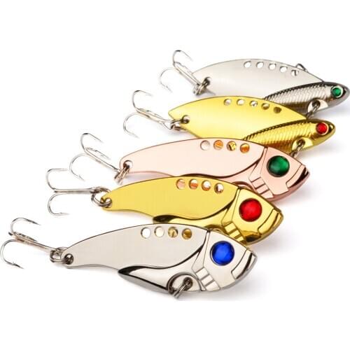 Metal Vib Fishing Lures 65mm 11g Vivid Vibrations Spoonbait Lure Fishing Bait Bass Artificial Hard Bait VIB 3d Eyes Spoon Wobble