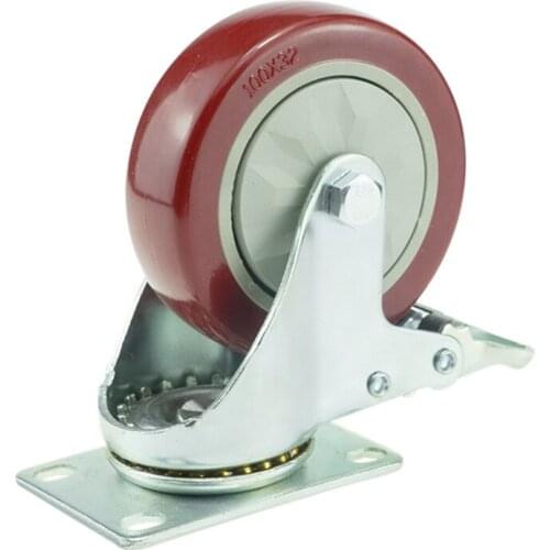 1pcs 3 inch ,Medium type PVC directionalcasters,Trolleys wheel with brake,Wearable,mute,Bear 100kg/pcs,Industrial casters