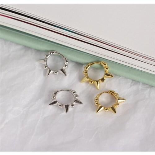 S925 Silver Color Earrings Geometric Round Earrings Punk Style Micro Inlaid Jewelry Girlfriend Gifts Ladies Ear Hoop Gifts