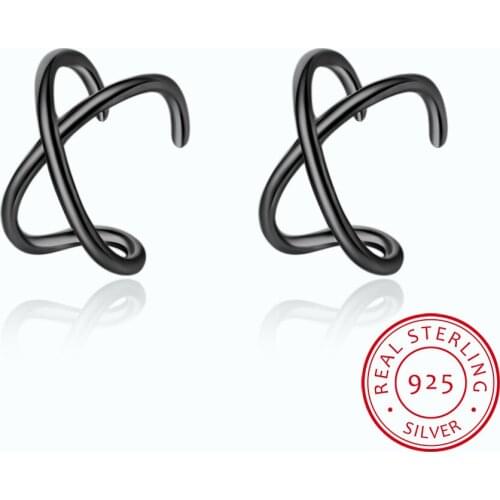 2pcs 100% 925 Sterling Silver Clip on Earrings Ear Cuff For Women Girl Lady Without Piercing Earring Jewelry DS534