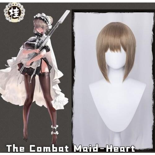 UWOWO The Combat Maid Series ♥ Heart Cosplay Wig 35cm Light Brown Updo Hair
