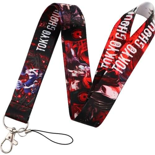 PF1262 Japanese Anime Tokyo Ghoul Lanyard For Keychain ID Card Cover Pass Mobile Badge Holder Keyring Neck Straps Accessories