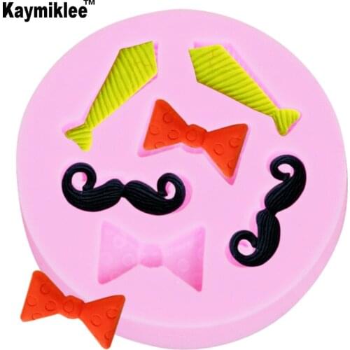 M980 6-cavity Tiny Bow Tie Mustache Silicone Mold 3D Chocolate Candy Mold DIY Cake Tools Baking Pastry Fondant Cake Decorating
