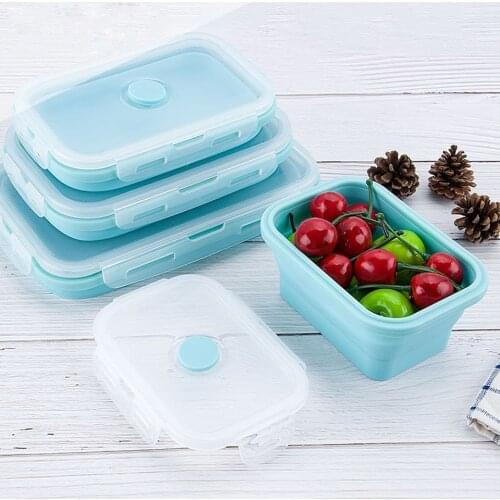 Collapsible Food Fruit Salad Storage Containers with Airtight Lid Stacking Fold Storage Containers for Food Microwave