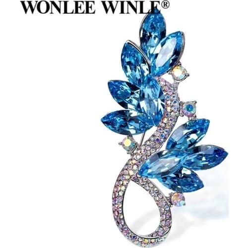 Wonlee Winle TOP Quality Austria Full Rhinestone Flower Brooches for Women Fashion Jewelry
