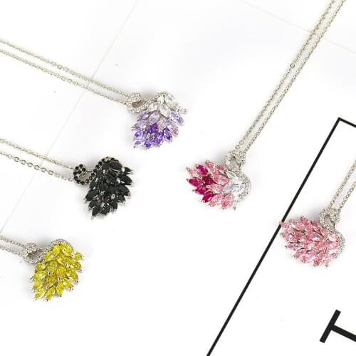 New Brand Design Crystal Swan Statement Choker Pendant Necklace Women Copper Zircon Stone Charm Necklaces Jewelry Collane Donna
